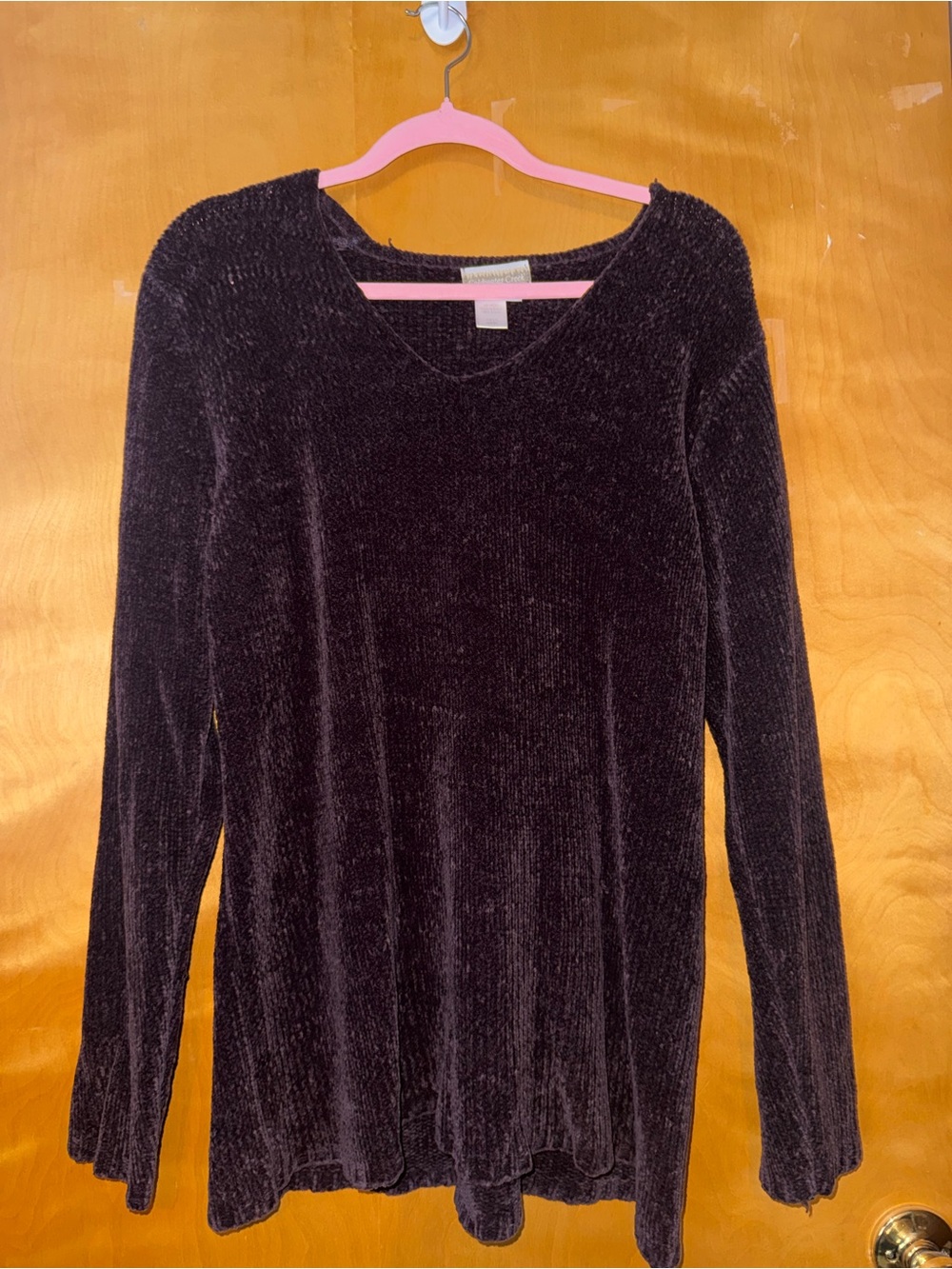 Coldwater Creek V-Neck Chenille Sweater - Deep Brown